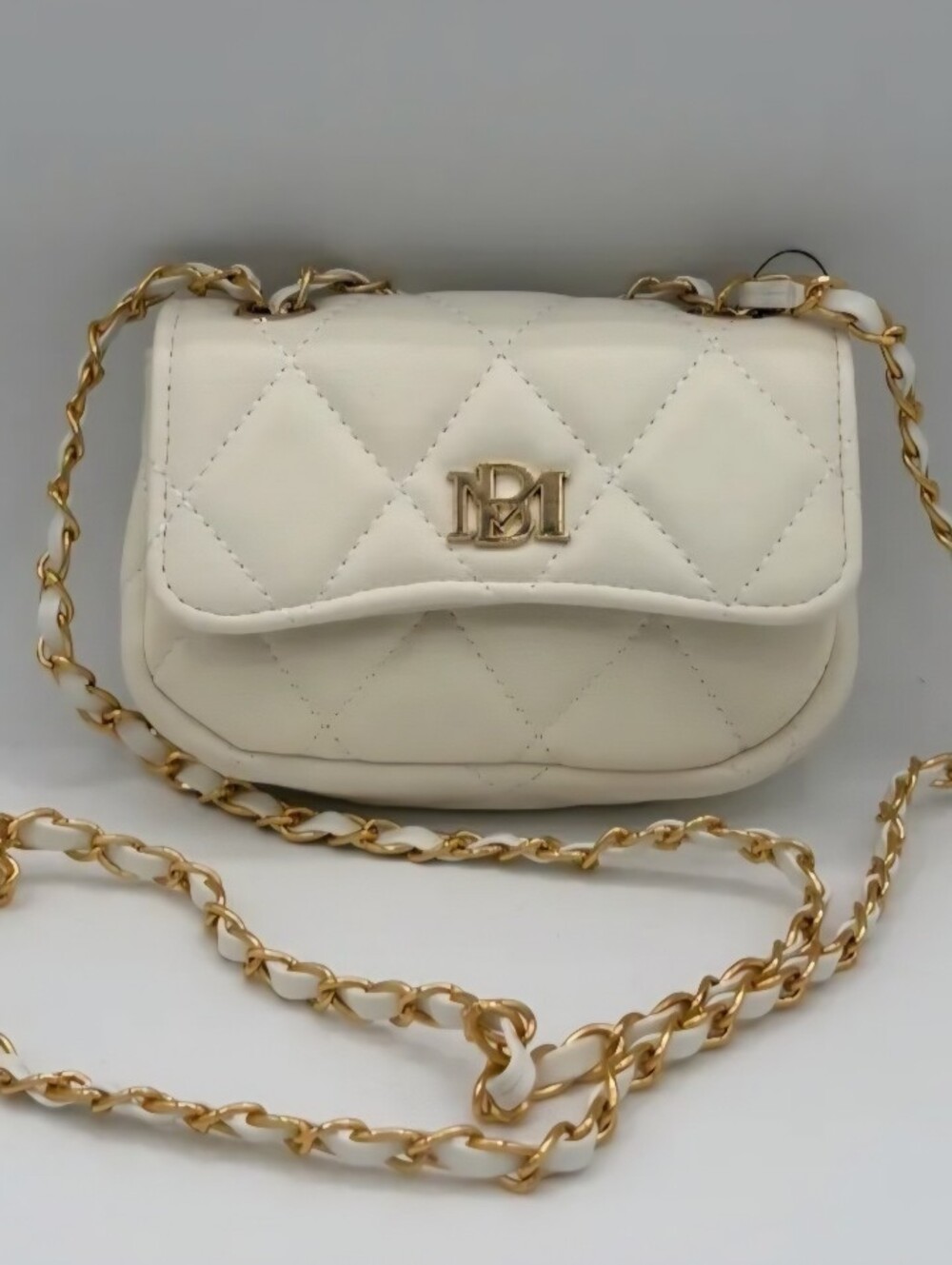 Badgley Mischla Quilted Mini Crossbody Bag Off White Gold [Factory Sealed]